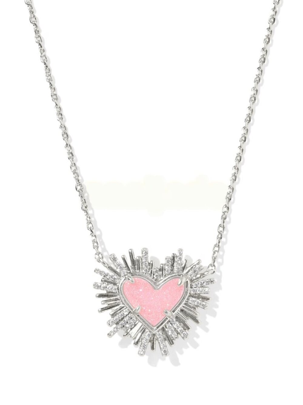 NWT Dolly Parton x Kendra Scott Ari Heart Silver Short Pendant Necklace